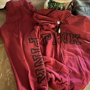Pink Victoria Secret sweats and jacket maroon color xl